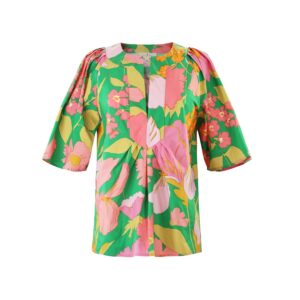 Tropical floral poplin top