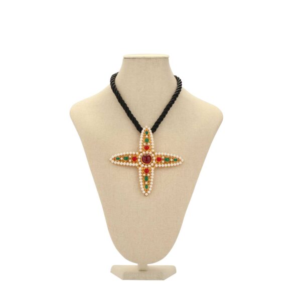 Black silk cord with Maltese cross pendant